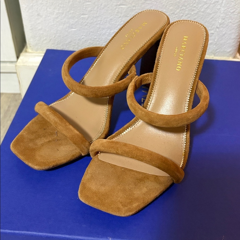 Marciano Women's Brown Suede Heeled Sandals